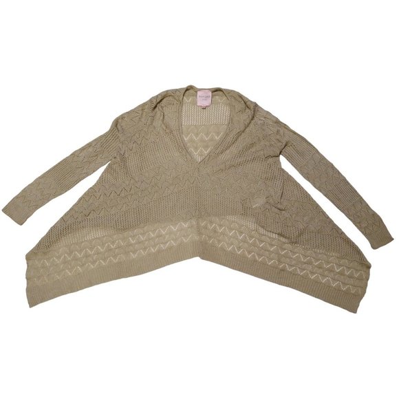 Romeo & Juliet Couture Open-Knit Shawl Sweater Oversized Beige Tan Women's Med - Picture 5 of 9